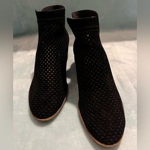 Lucky Brand Perforated Black Suede Slip On Bootie 9